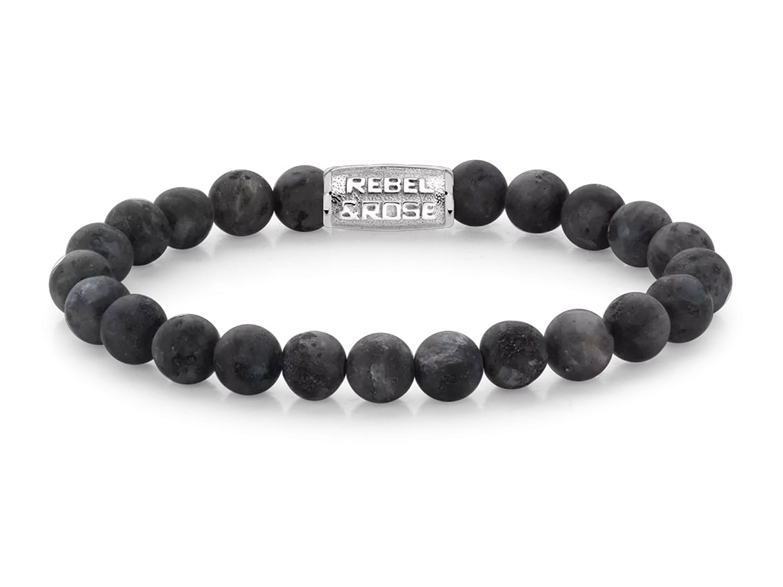 Rebel&Rose Armband Matt Grey Seduction Larvikite Stahl 19,8g 