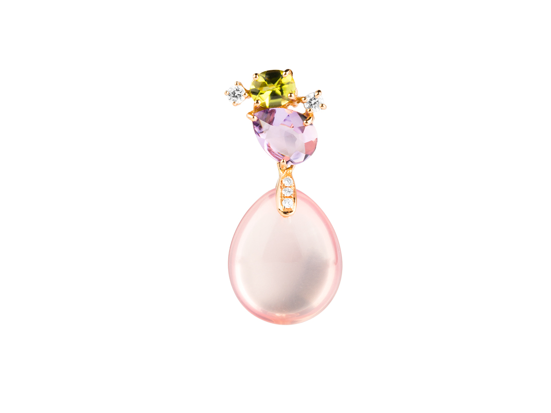 Palido Anhänger 18kt Rotgold Rosenquarz Diamond 0,08ct Neu mit Zertifikat über 819,-€ 