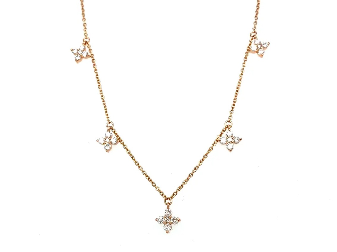 Palido Halskette Anhänger Blumen 18kt Rotgold 3,1g Diamanten 0,45ct 450mm 
