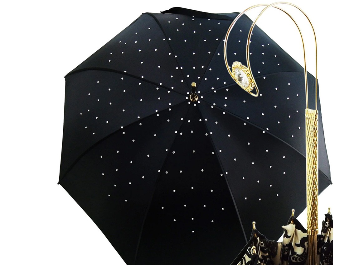 Regenschirm Satin Black Swarvoski Design by il Marchesato