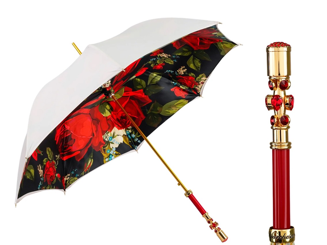 Regenschirm Satin Rosen Siam Kristalle Design by il Marchesato