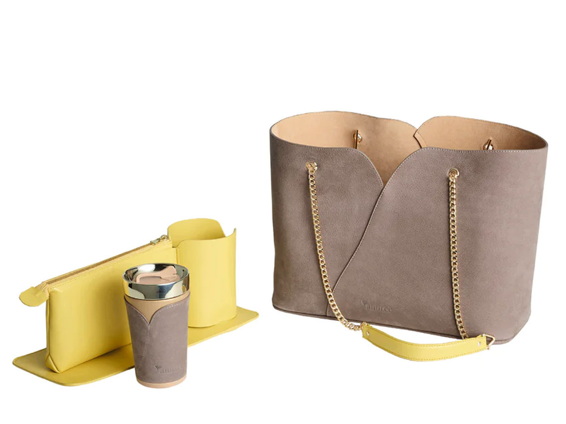 AnnLee Handtasche Bag Lane Taupe Set Tasche Cup Cupholder