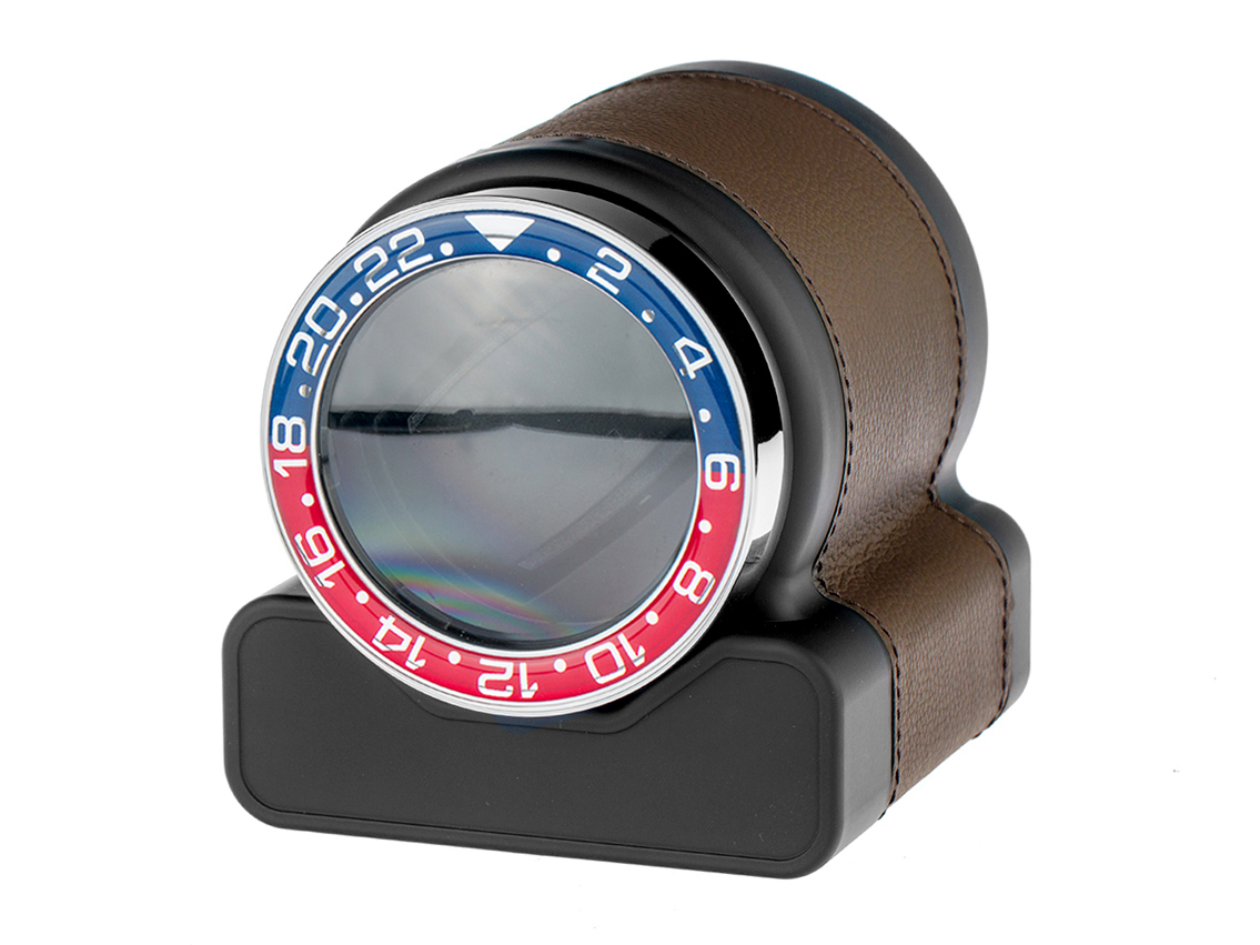 Scatola del Tempo Uhrenbeweger Rotor One Sport Chestnut Red Blue Leder 110x100x105mm Neu